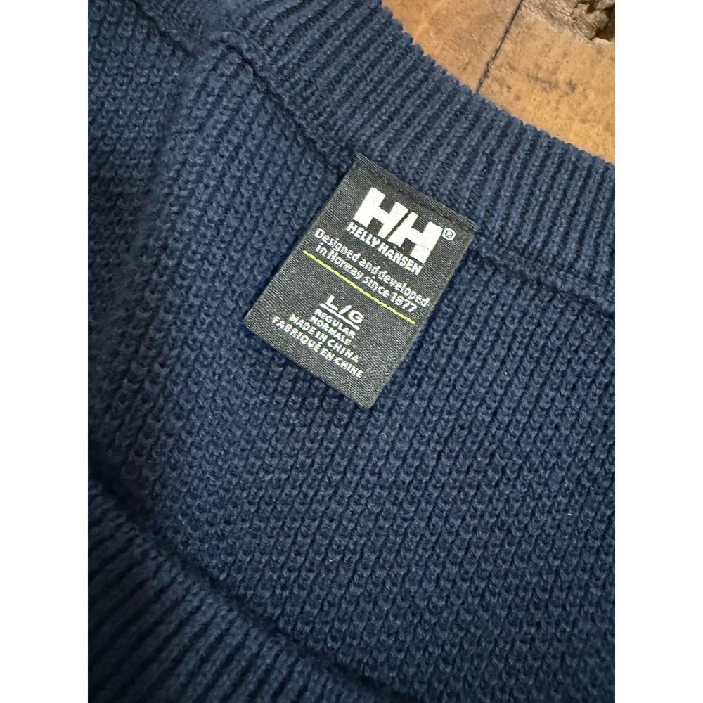 Helly Hansen Mens Navy Blue Organic Cotton Safe Harbor Helm Logo Sweater Large - Picture 4 of 10